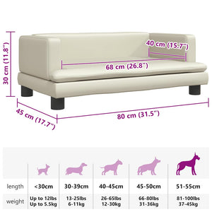 Lettino per Cani Crema 80x45x30 cm in Similpelle 171902