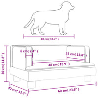 Lettino per Cani Grigio Chiaro 60x40x30 cm in Velluto 171907