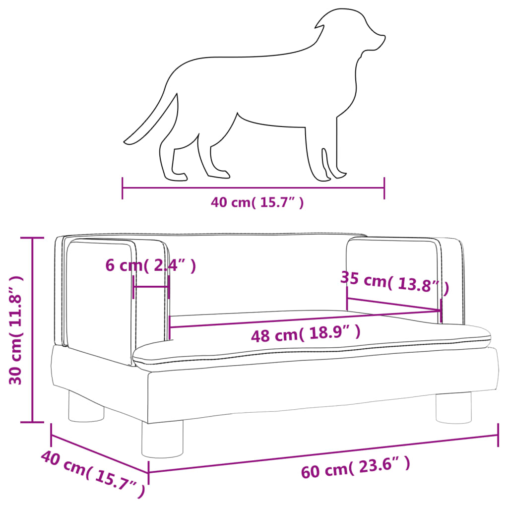 Lettino per Cani Marrone 60x40x30 cm in Velluto 171911