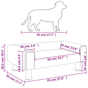 Lettino per Cani Grigio Scuro 70x45x26,5 cm in Velluto 171920