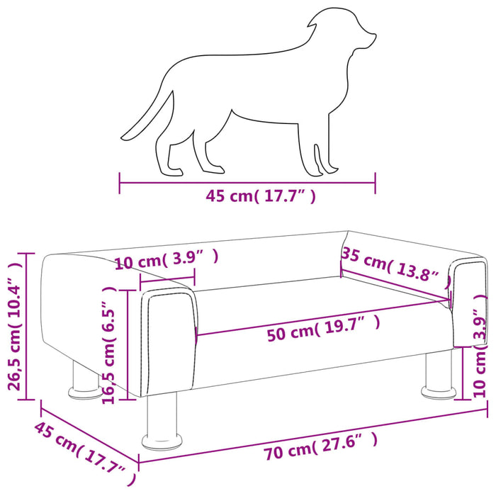 Lettino per Cani Grigio Scuro 70x45x26,5 cm in Velluto 171920