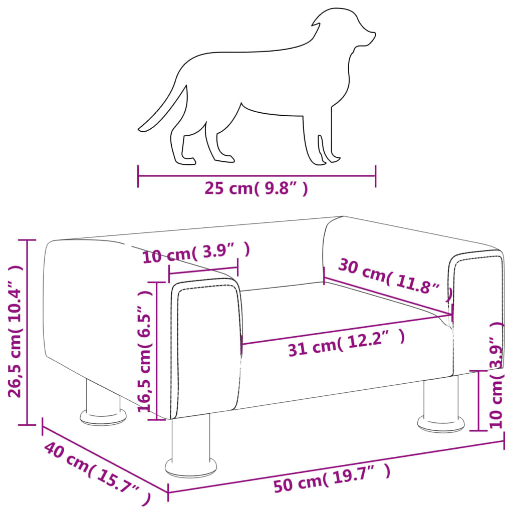 Lettino per Cani Rosa 50x40x26,5 cm in Velluto 171928