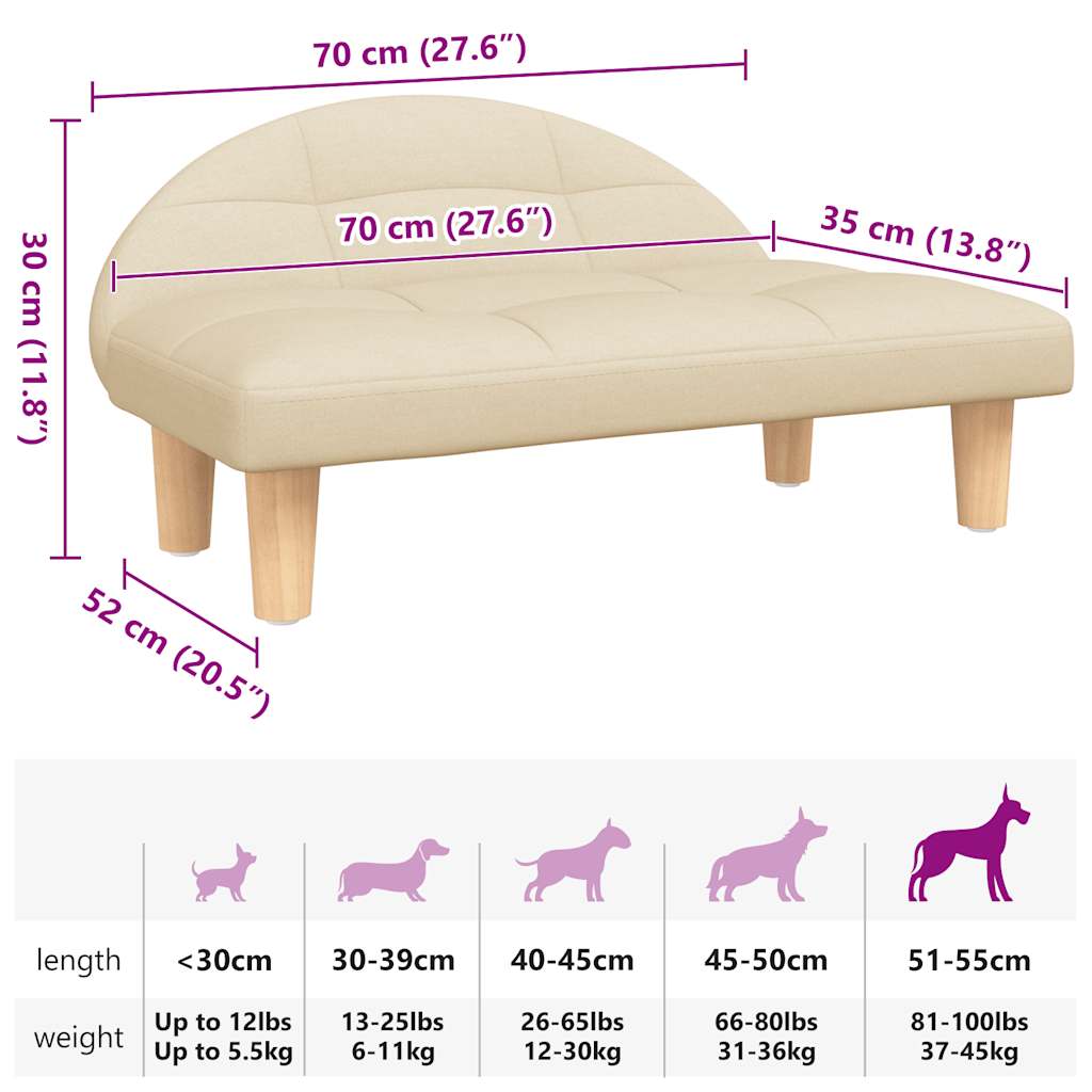 Lettino per Cani Crema 70x52x30 cm in Tessuto 171932