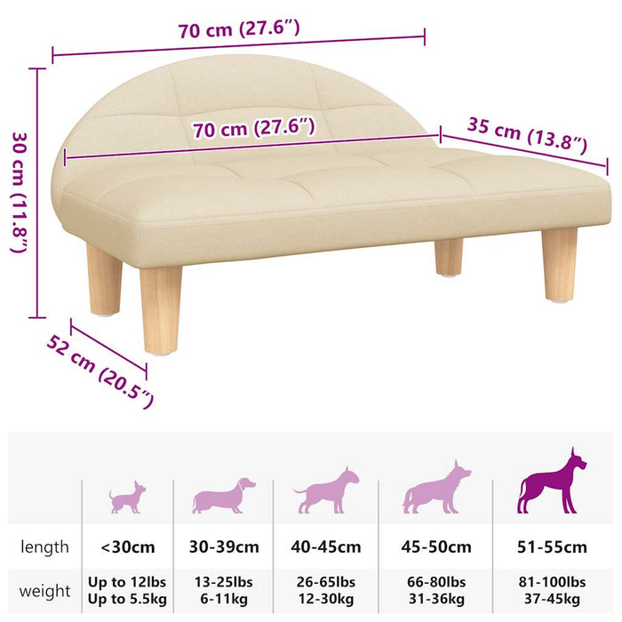 Lettino per Cani Crema 70x52x30 cm in Tessuto 171932