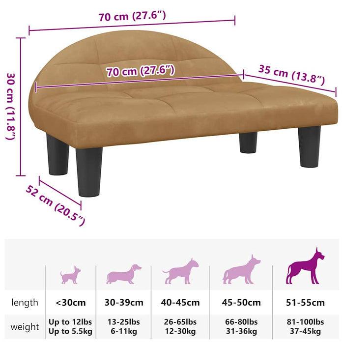 Lettino per Cani Marrone 70x52x30 cm in Velluto 171943