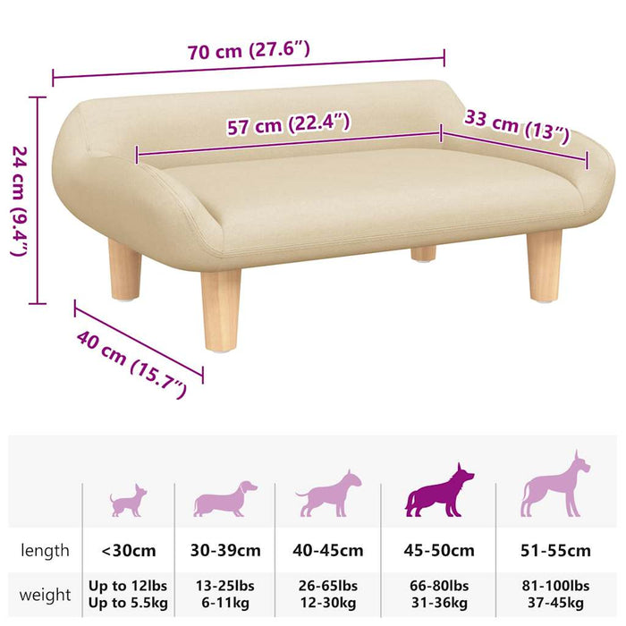 Lettino per Cani Crema 70x40x24 cm in Tessuto 171945