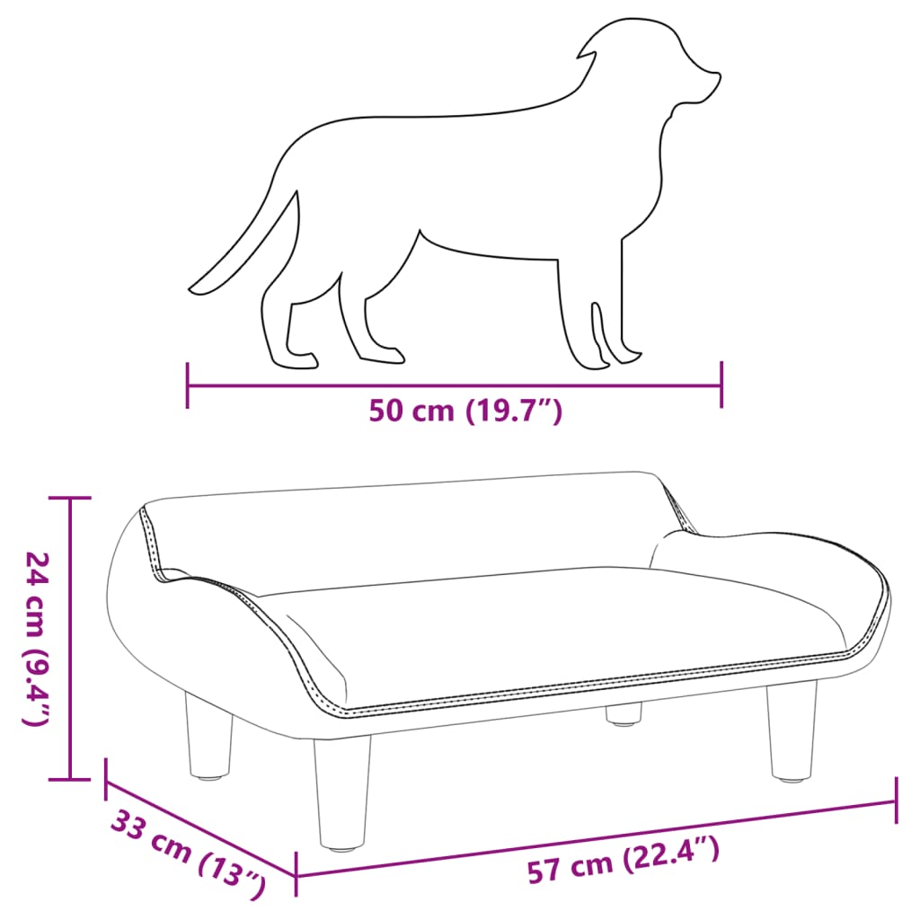 Lettino per Cani Grigio Chiaro 70x40x24 cm in Tessuto 171946