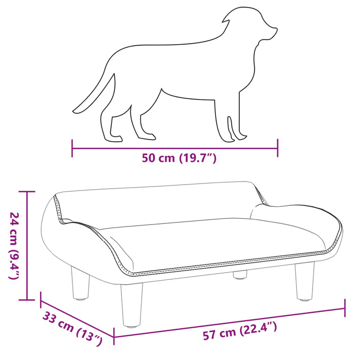 Lettino per Cani Grigio Scuro 70x40x24 cm in Tessuto 171947