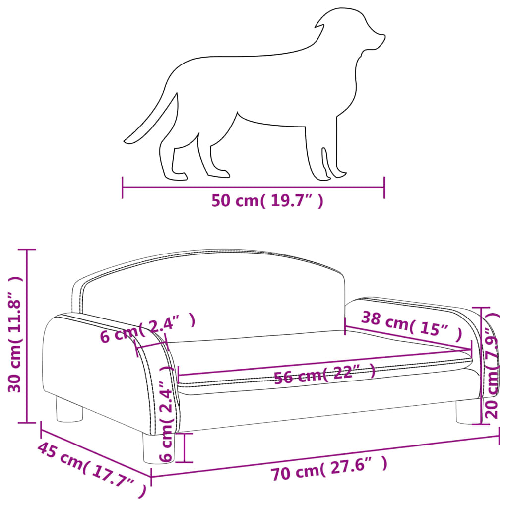 Lettino per Cani Tortora 70x45x30 cm in Tessuto 171963