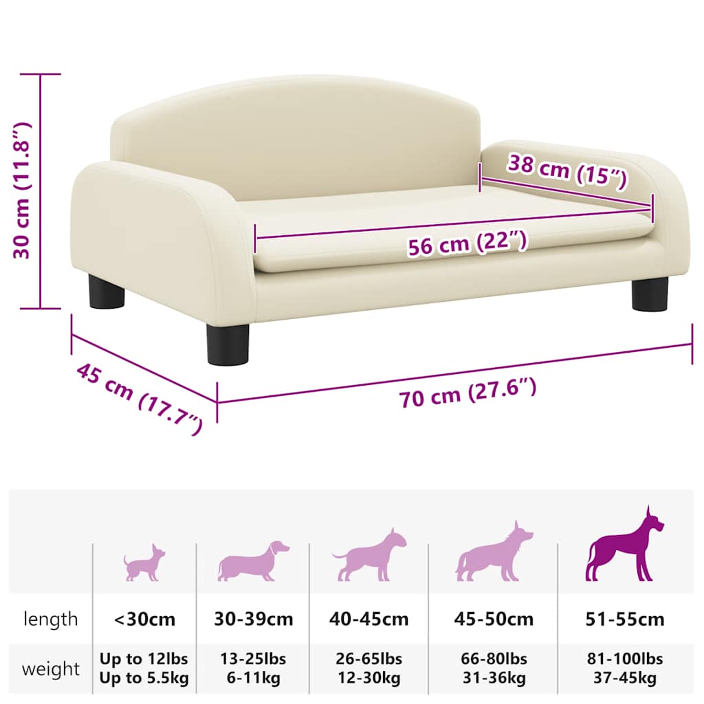 Lettino per Cani Crema 70x45x30 cm in Similpelle 171966