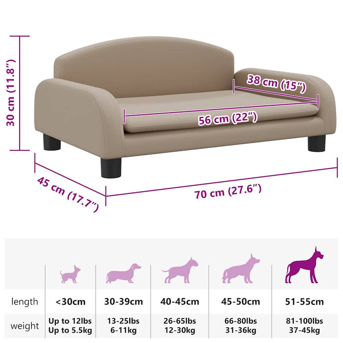 Lettino per Cani Cappuccino 70x45x30 cm in Similpelle 171969