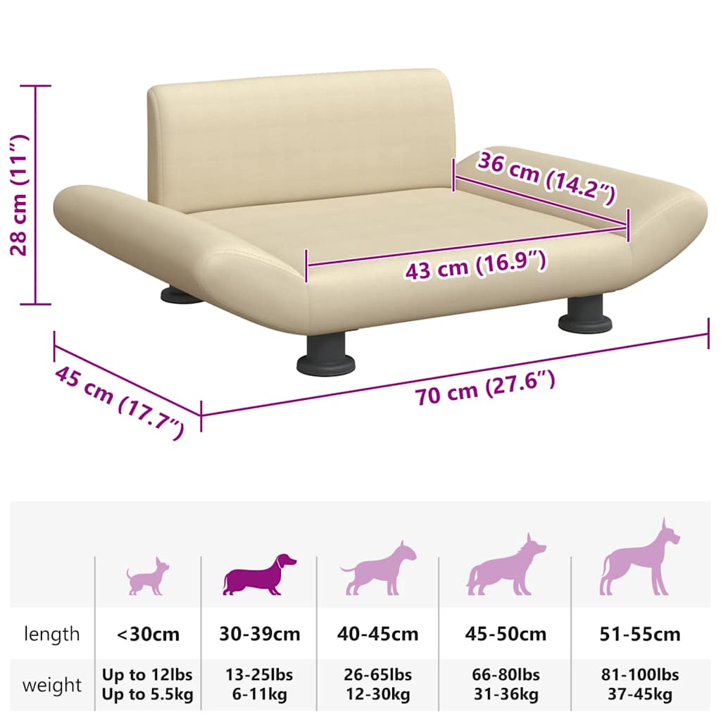 Lettino per Cani Crema 70x45x28 cm in Tessuto 171995