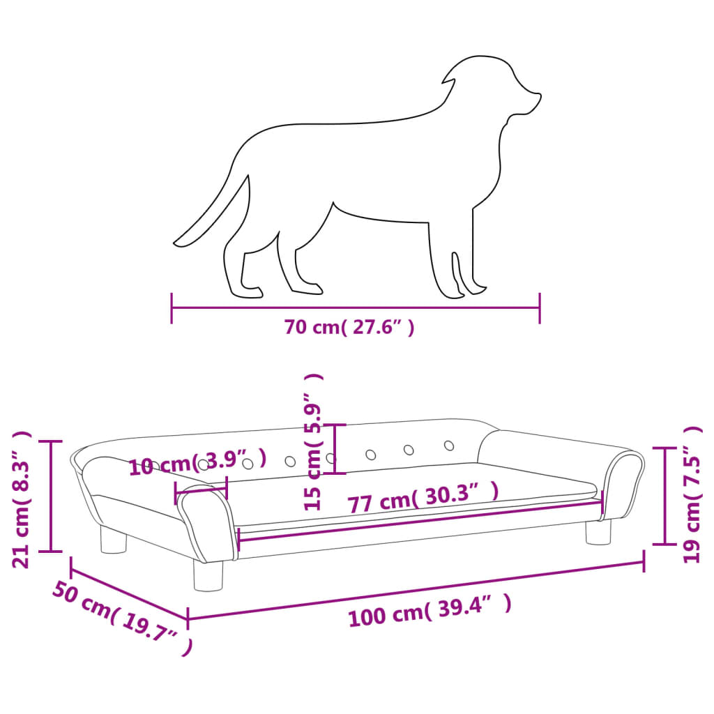 Lettino per Cani Rosa 100x50x21 cm in Velluto 172008