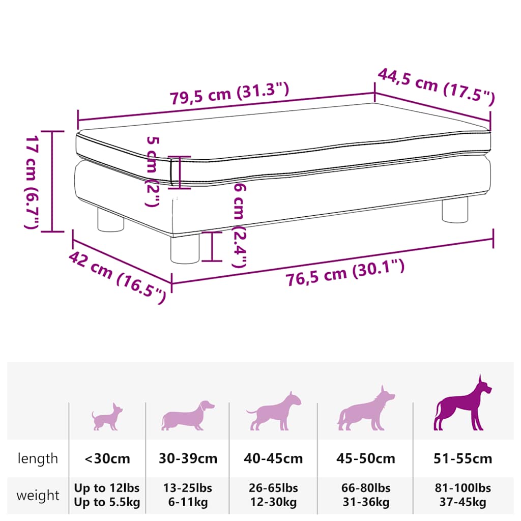 Lettino per Cani con Estensione Rosa 100x50x30 cm in Velluto 172022