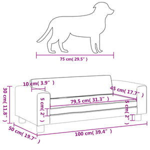 Lettino per Cani con Estensione Nero 100x50x30 cm in Similpelle 172026