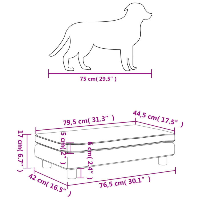 Lettino per Cani con Estensione Nero 100x50x30 cm in Similpelle 172026