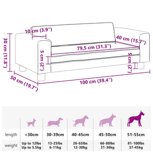 Lettino per Cani con Estensione Grigio 100x50x30 cm Similpelle 172029