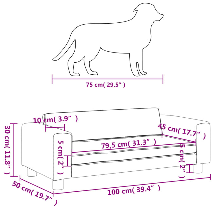 Lettino Cani con Estensione Cappuccino 100x50x30 cm Similpelle 172030