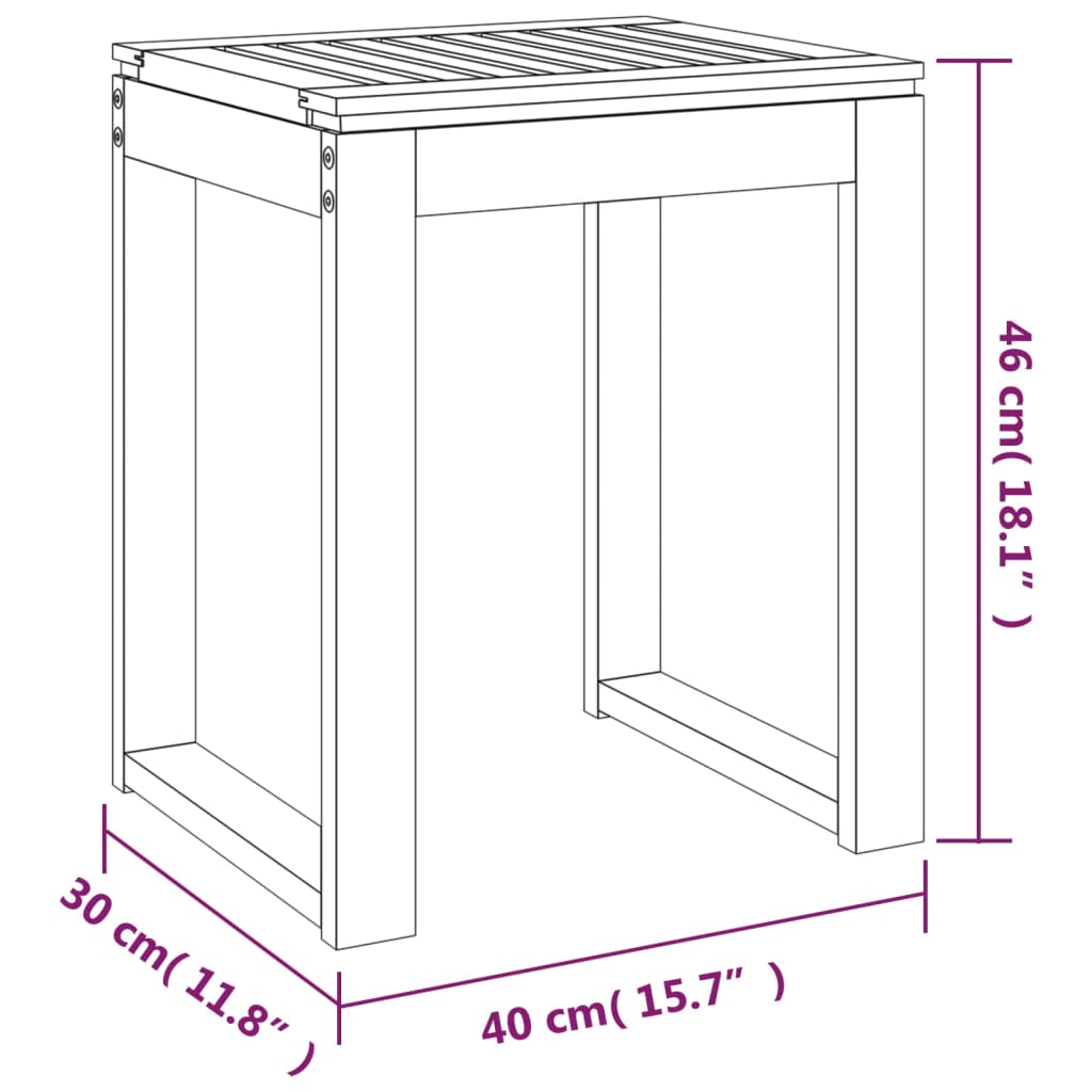 Sgabello da Bagno 40x30x46 cm in Legno Massello di Noce 350344