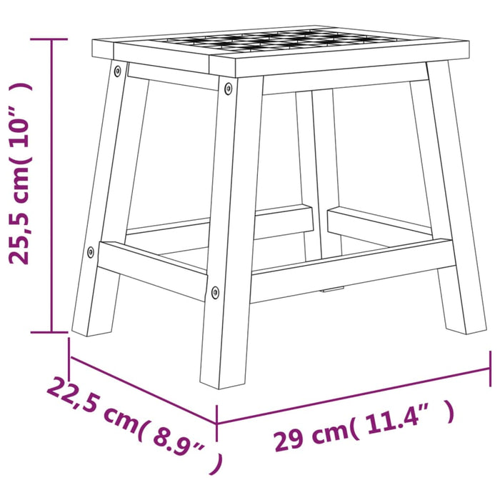 Sgabello 29x22,5x22,5 cm in Legno Massello di Noce 350347