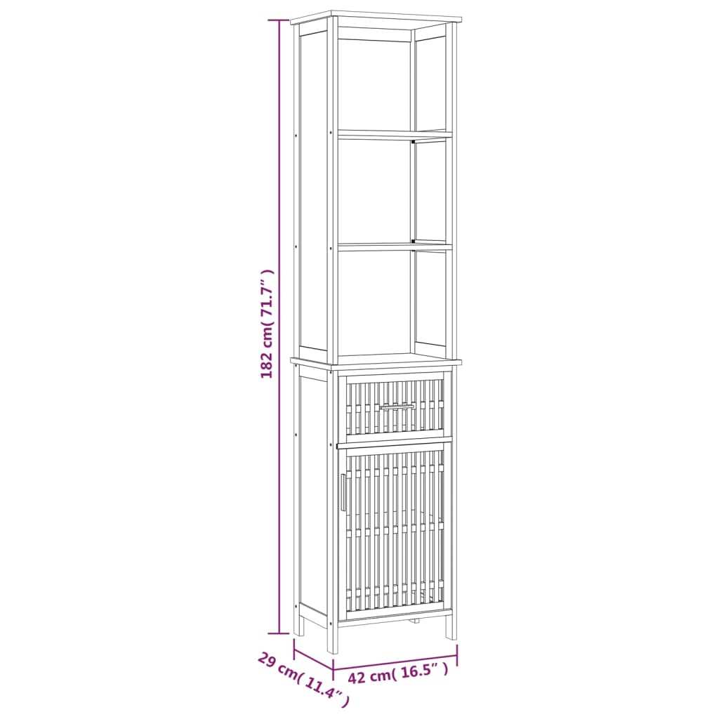 Armadietto da Bagno 42x29x182 cm in Legno Massello di Noce 350356