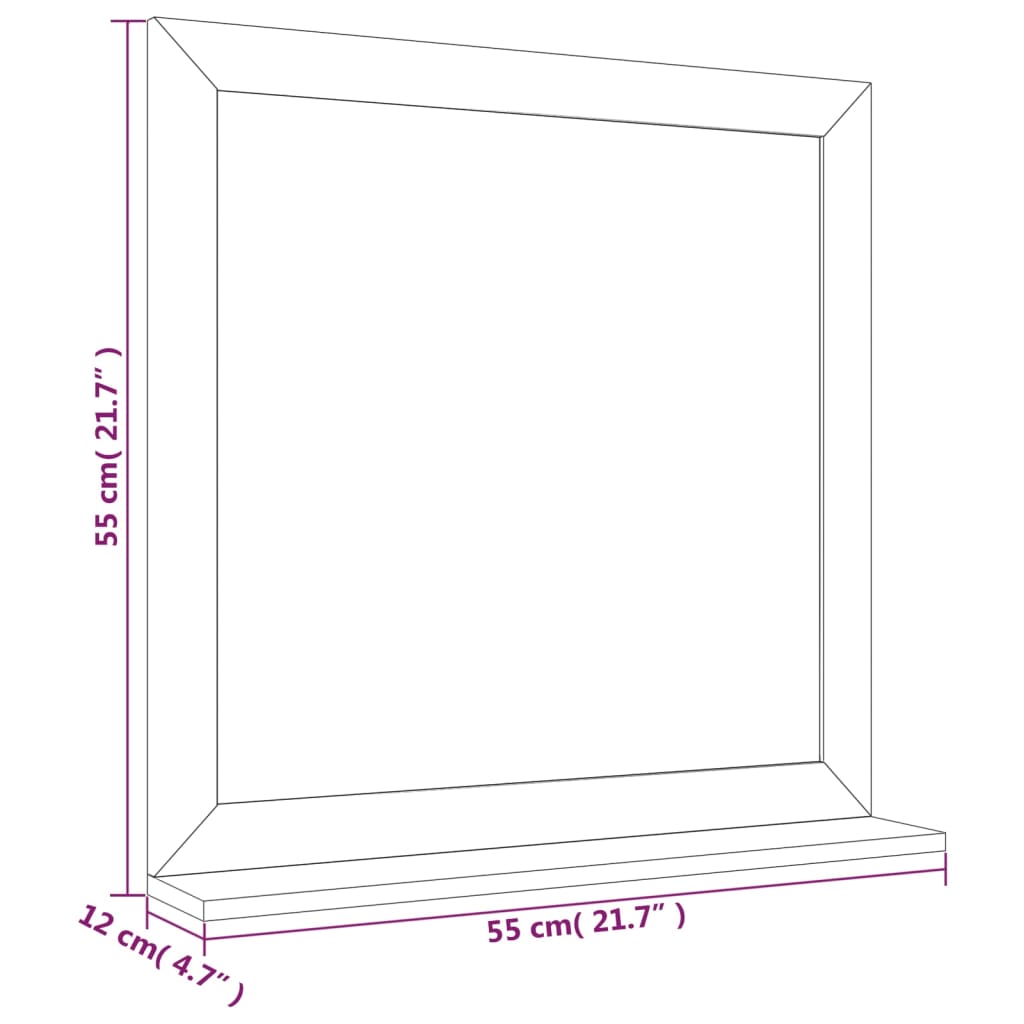 Specchio da Parete 55x55 cm in Legno Massello di Noce 350358