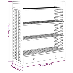 Scarpiera con Cassetto 70x27x81 cm Legno Massello di Noce 350359