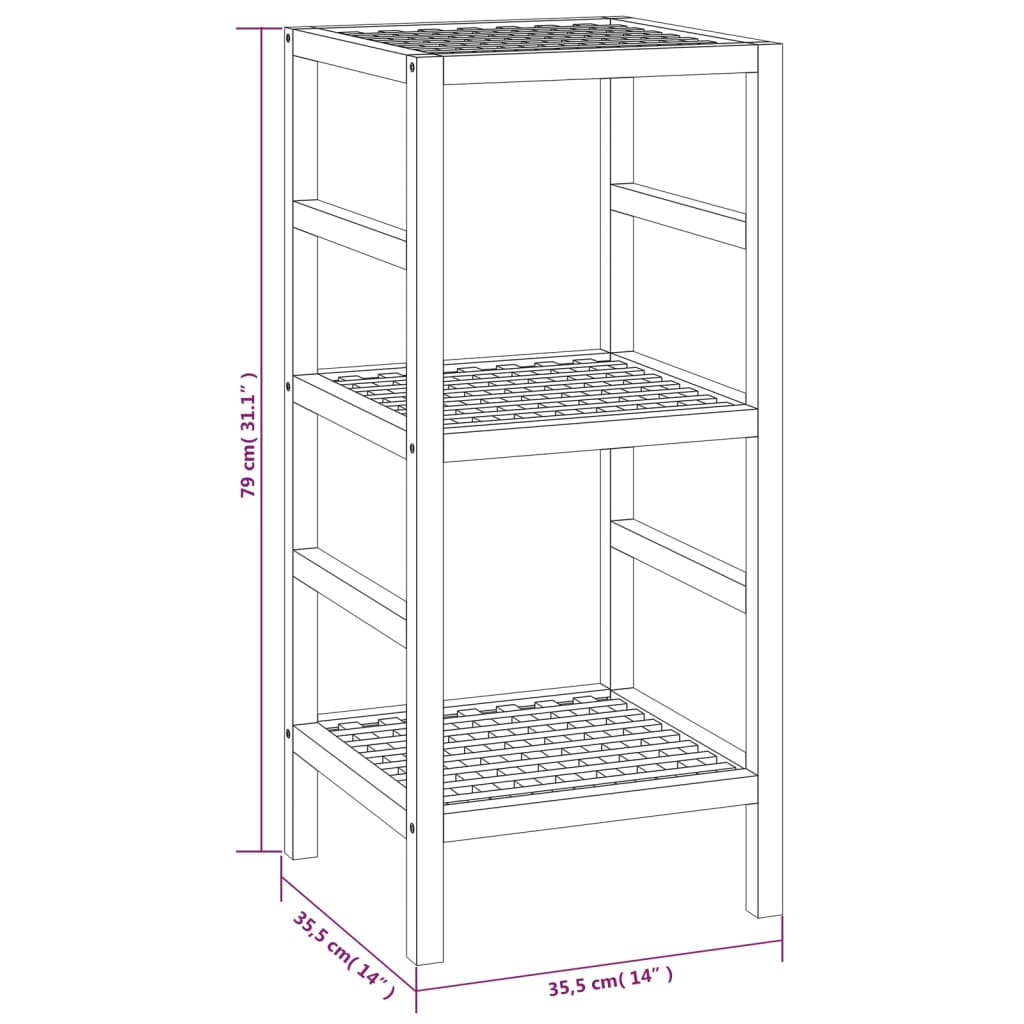 Scaffale da Bagno 35,5x35,5x79 cm in Legno Massello di Noce 350363