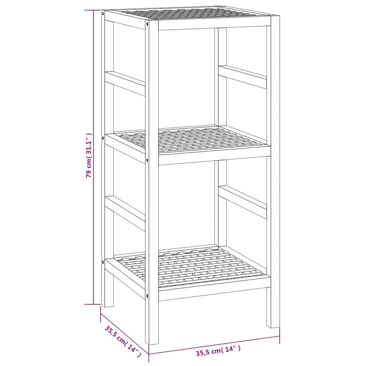 Scaffale da Bagno 35,5x35,5x79 cm in Legno Massello di Noce 350363