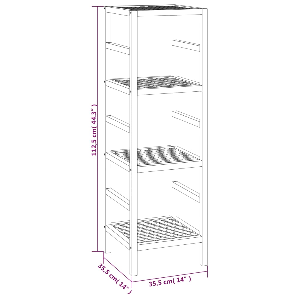 Scaffale da Bagno 35,5x35,5x112,5 cm in Legno Massello di Noce 350364