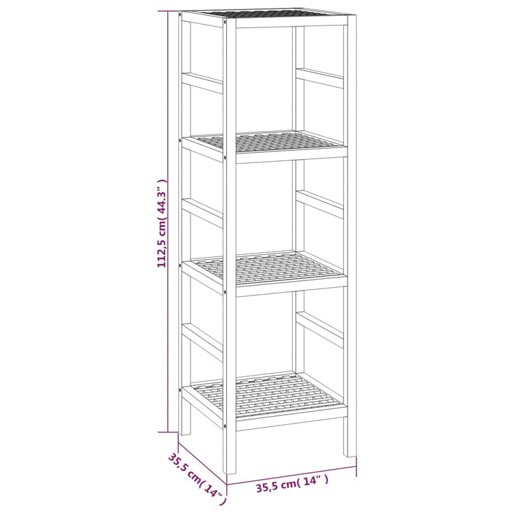 Scaffale da Bagno 35,5x35,5x112,5 cm in Legno Massello di Noce 350364