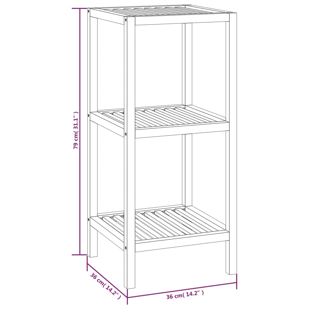 Scaffale da Bagno 36x36x79 cm in Legno Massello di Noce 350365