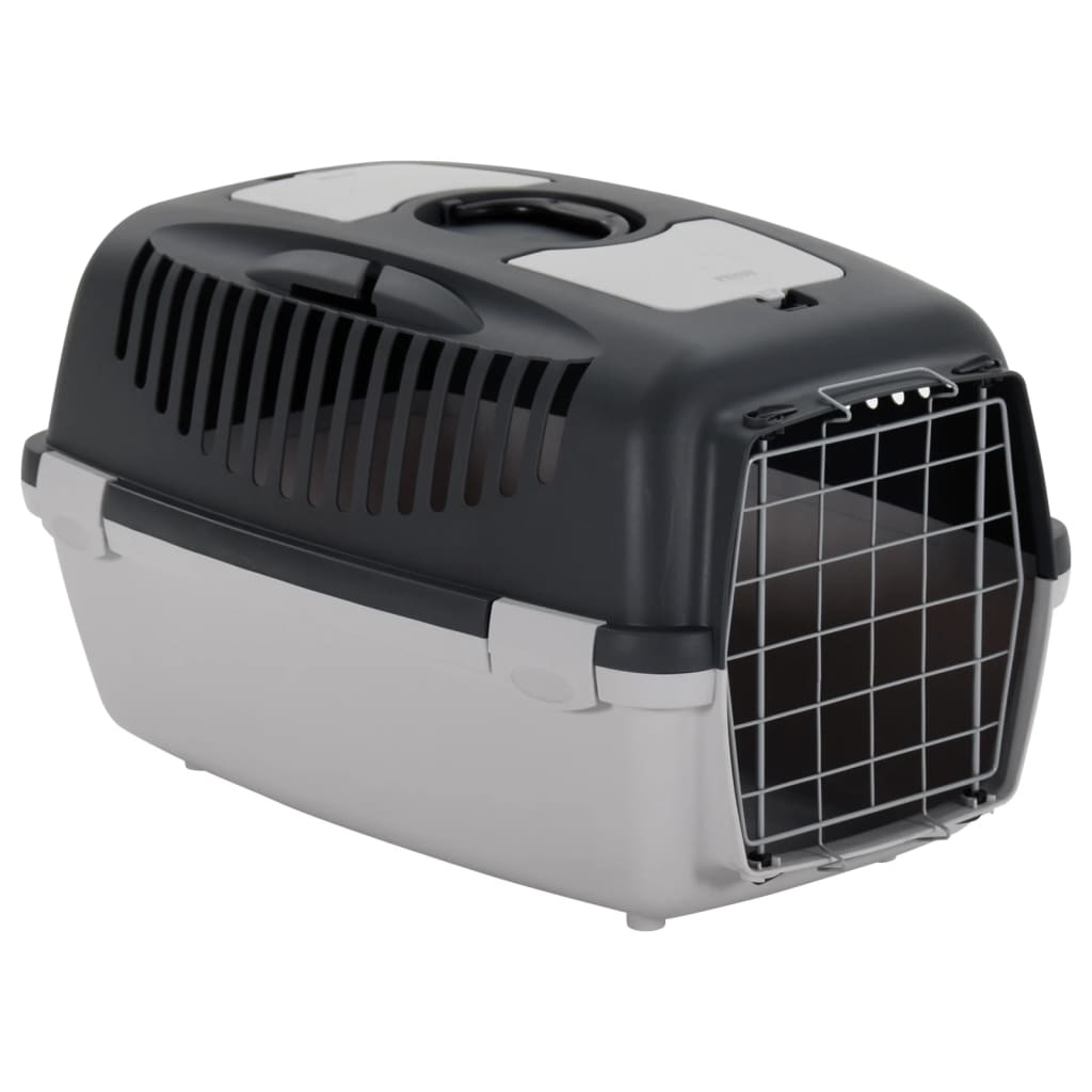 Trasportino per Animali Domestici Grigio e Nero 61x40x38 cm PP 171798