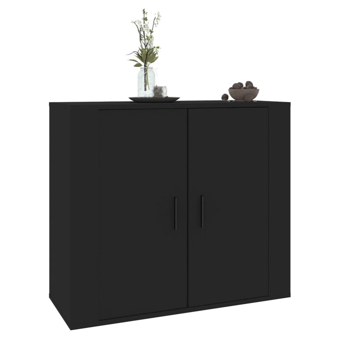 Credenza Nera 80x33x70 cm in Legno Multistrato cod mxl 65700