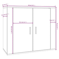 Credenza Bianco Lucido 80x33x70 cm in Legno Multistrato 816562