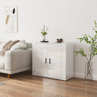 Credenza Bianco Lucido 80x33x70 cm in Legno Multistrato 816562