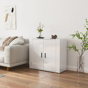 Credenza Bianco Lucido 80x33x70 cm in Legno Multistrato 816562