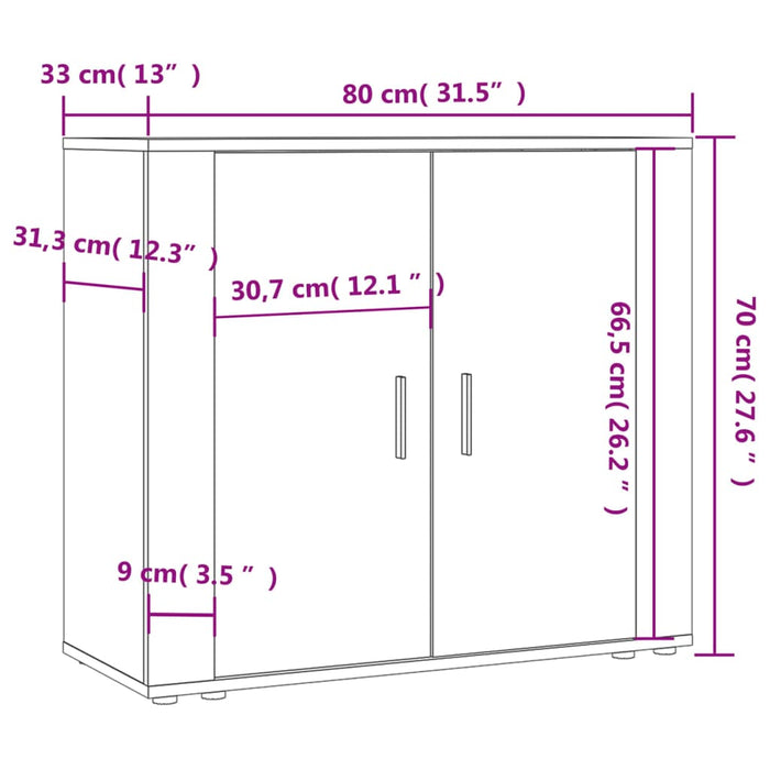 Credenza Grigio Sonoma 80x33x70 cm in Legno Multistrato cod mxl 9279