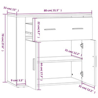 Credenza Bianca 80x33x70 cm in Legno Multistrato