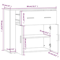 Credenza Rovere Sonoma 80x33x70 cm in Legno Multistrato cod mxl 24994