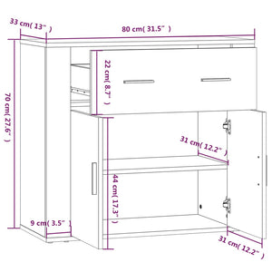 Credenza Grigio Cemento 80x33x70 cm in Legno Multistrato cod mxl 9903