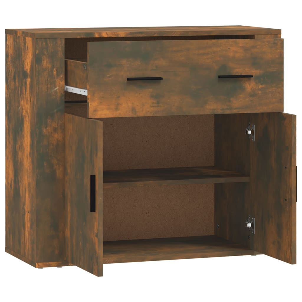 Credenza Rovere Fumo 80x33x70 cm in Legno Multistrato