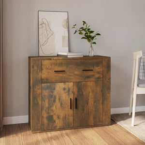 Credenza Rovere Fumo 80x33x70 cm in Legno Multistrato