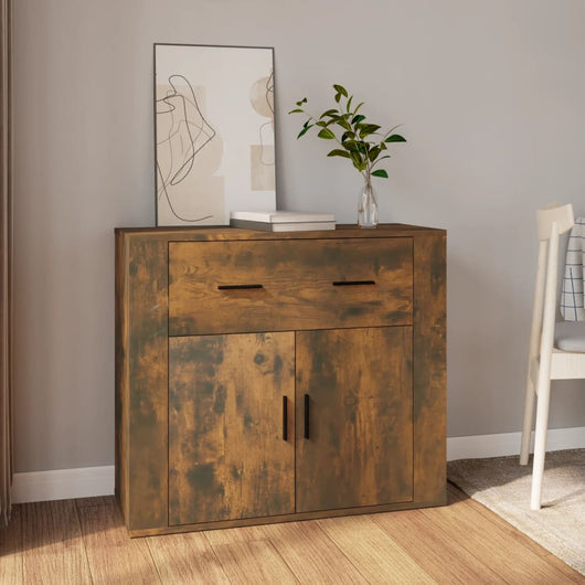 Credenza Rovere Fumo 80x33x70 cm in Legno Multistrato