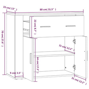 Credenza Grigio Sonoma 80x33x70 cm in Legno Multistrato 816574