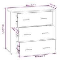 Credenza Rovere Fumo 80x33x70 cm in Legno Multistrato 816581