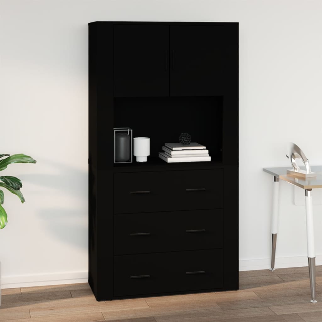 Mobile a Parete Nero 80x33x80 cm in Legno Multistrato cod mxl 17204