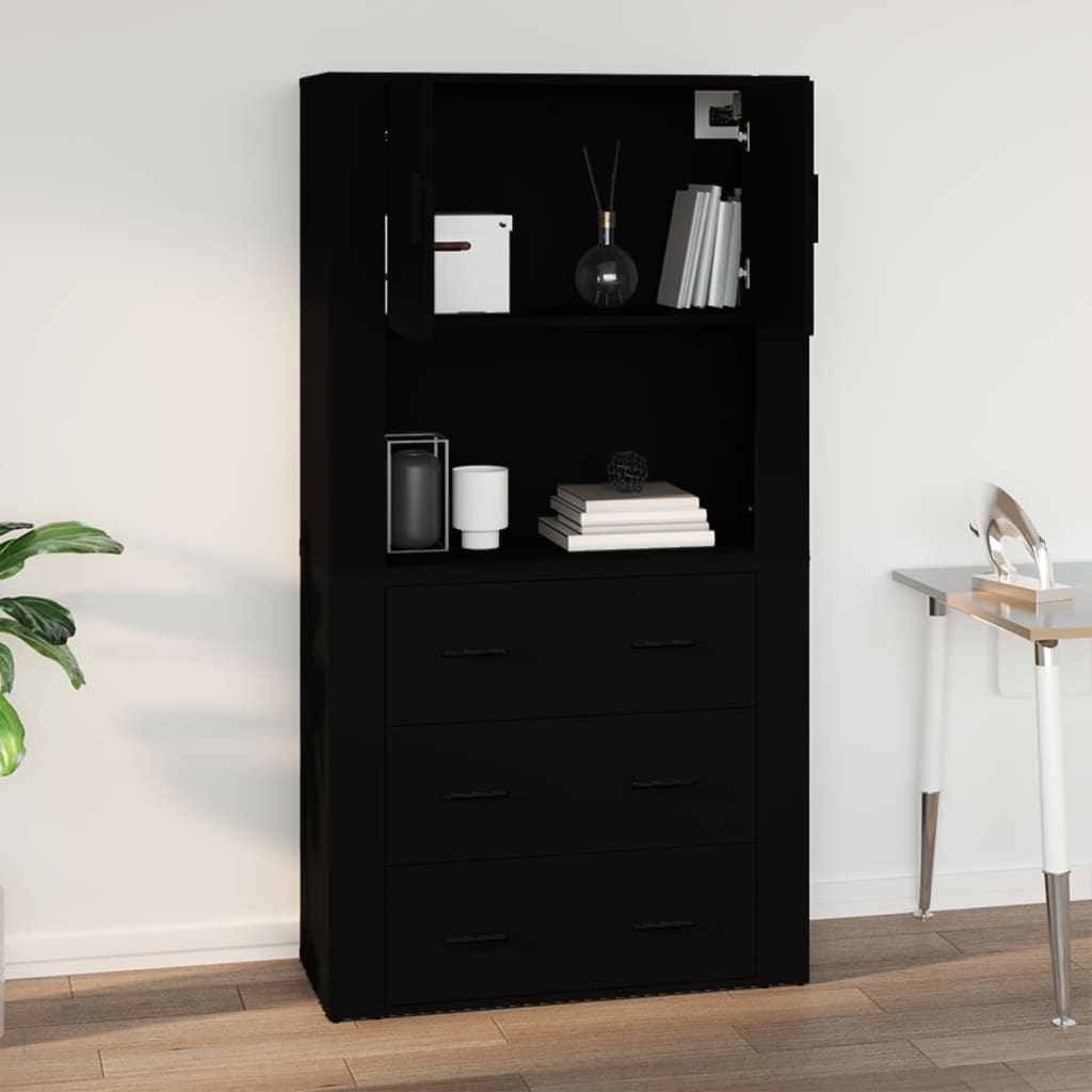 Mobile a Parete Nero 80x33x80 cm in Legno Multistrato cod mxl 17204