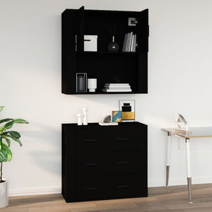 Mobile a Parete Nero 80x33x80 cm in Legno Multistrato cod mxl 17204