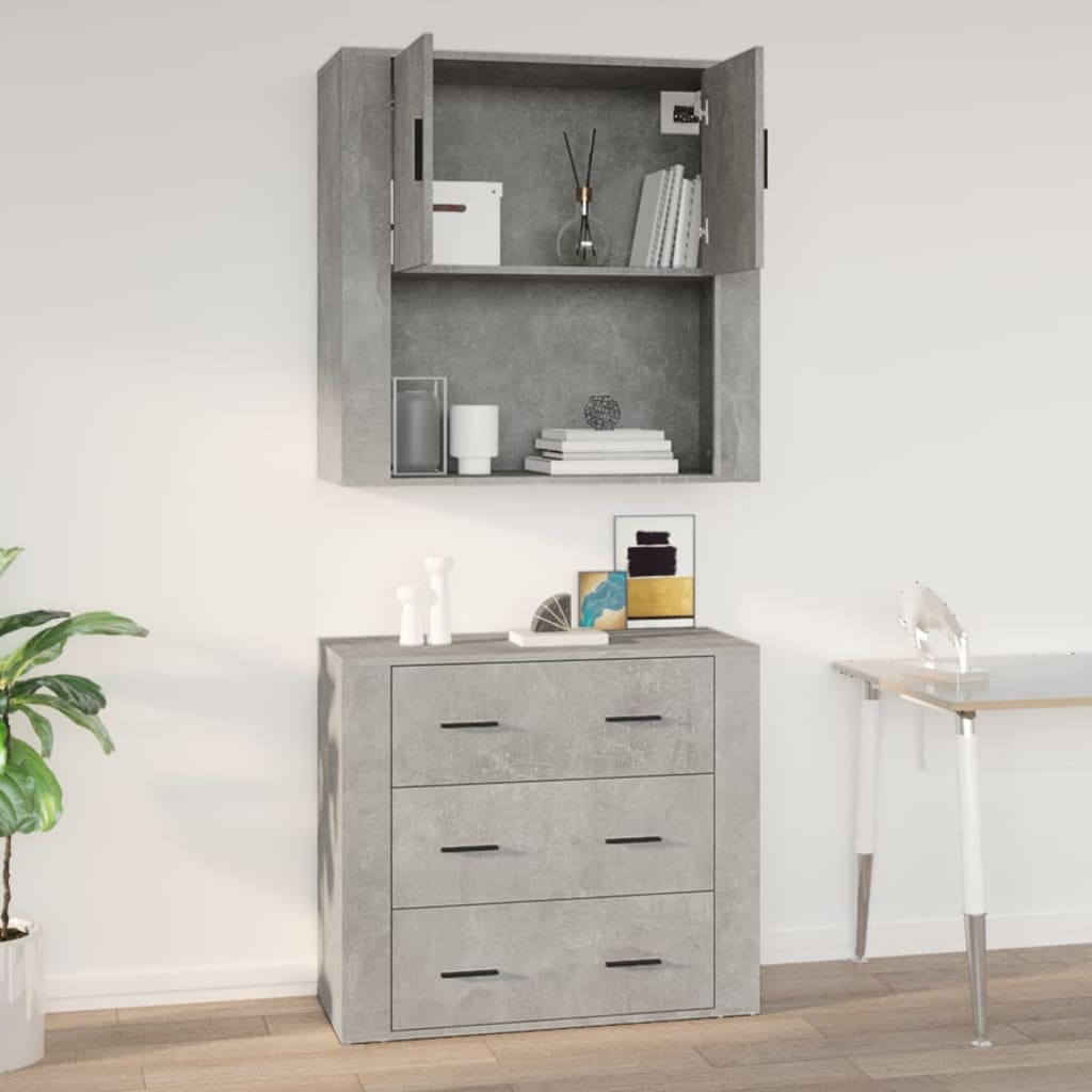 Mobile a Parete Grigio Cemento 80x33x80 cm in Legno Multistrato